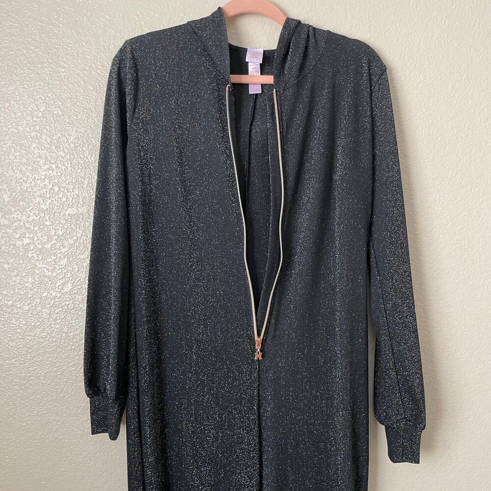 Savage X Fenty Jumpsuit Womens Medium Black Sleep & Shine Hooded Glitter Casual - Picture 5 of 11